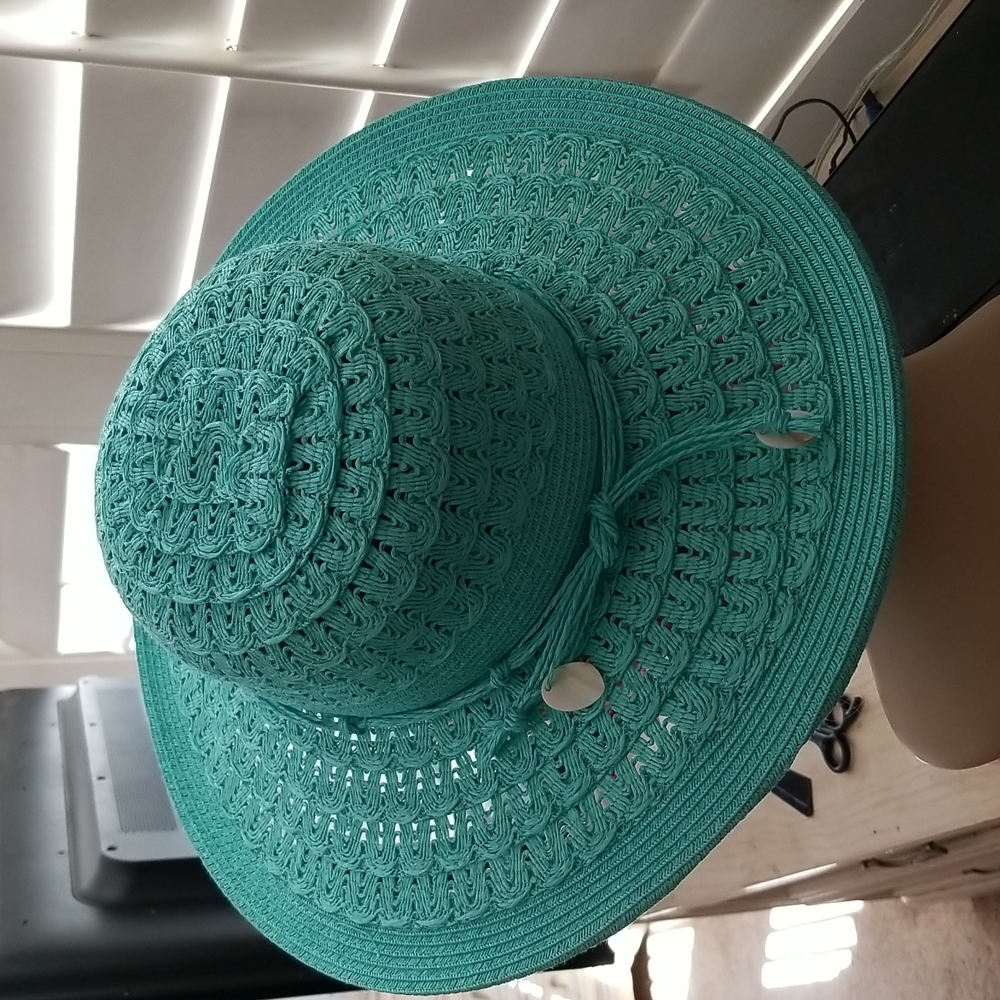 Ladies Aqua Sun Hat C.C Exclusive - Picture 4 of 12